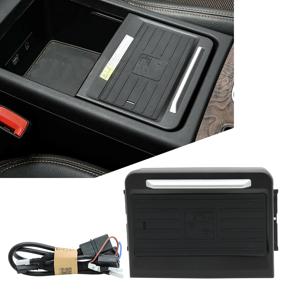 Wireless Phone Charger Pad - Kotak penyimpanan konsol mobil Pad pengisian
